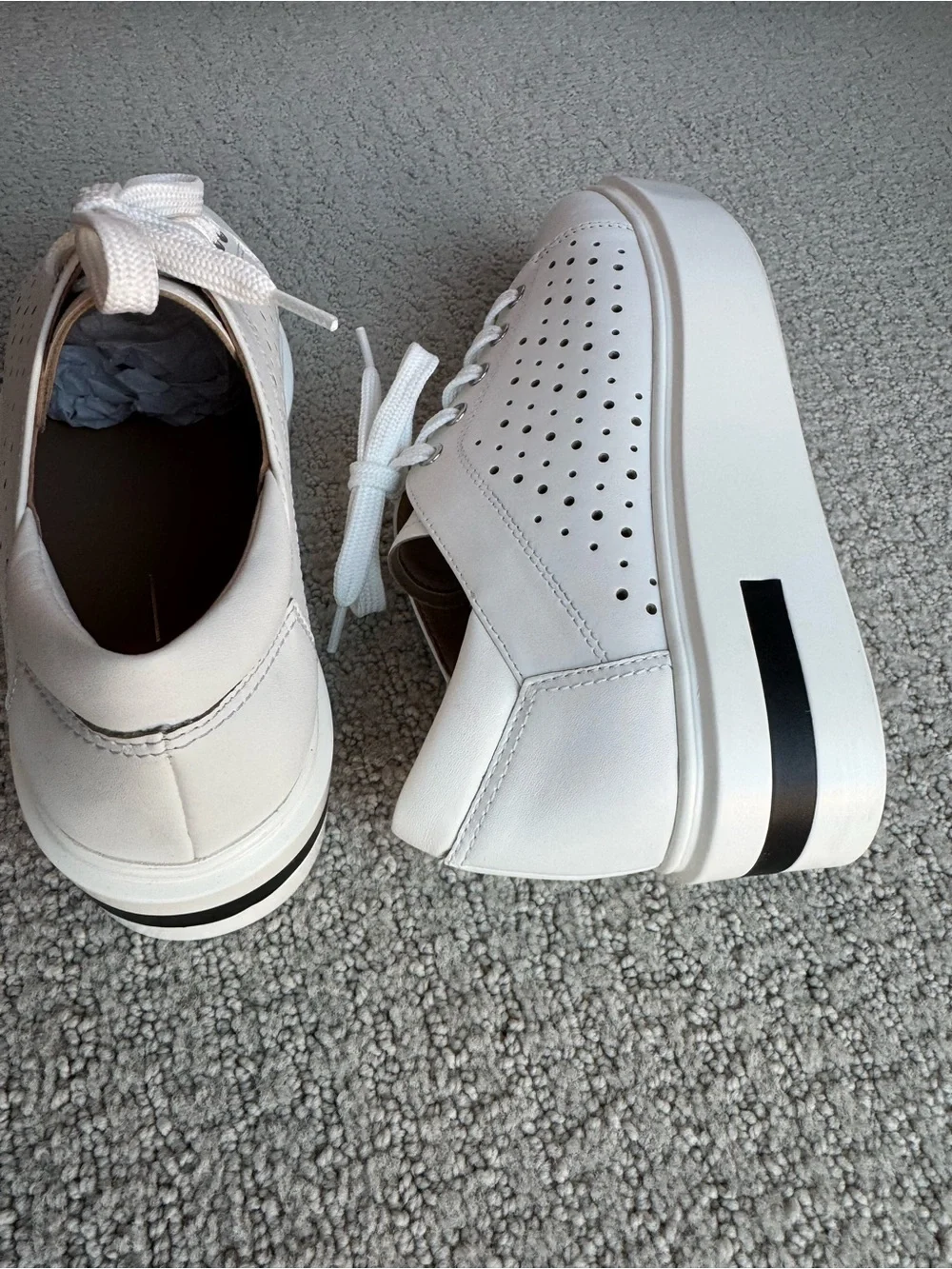 Linea Paolo Women’s White Platform Perforated Leather Sneaker